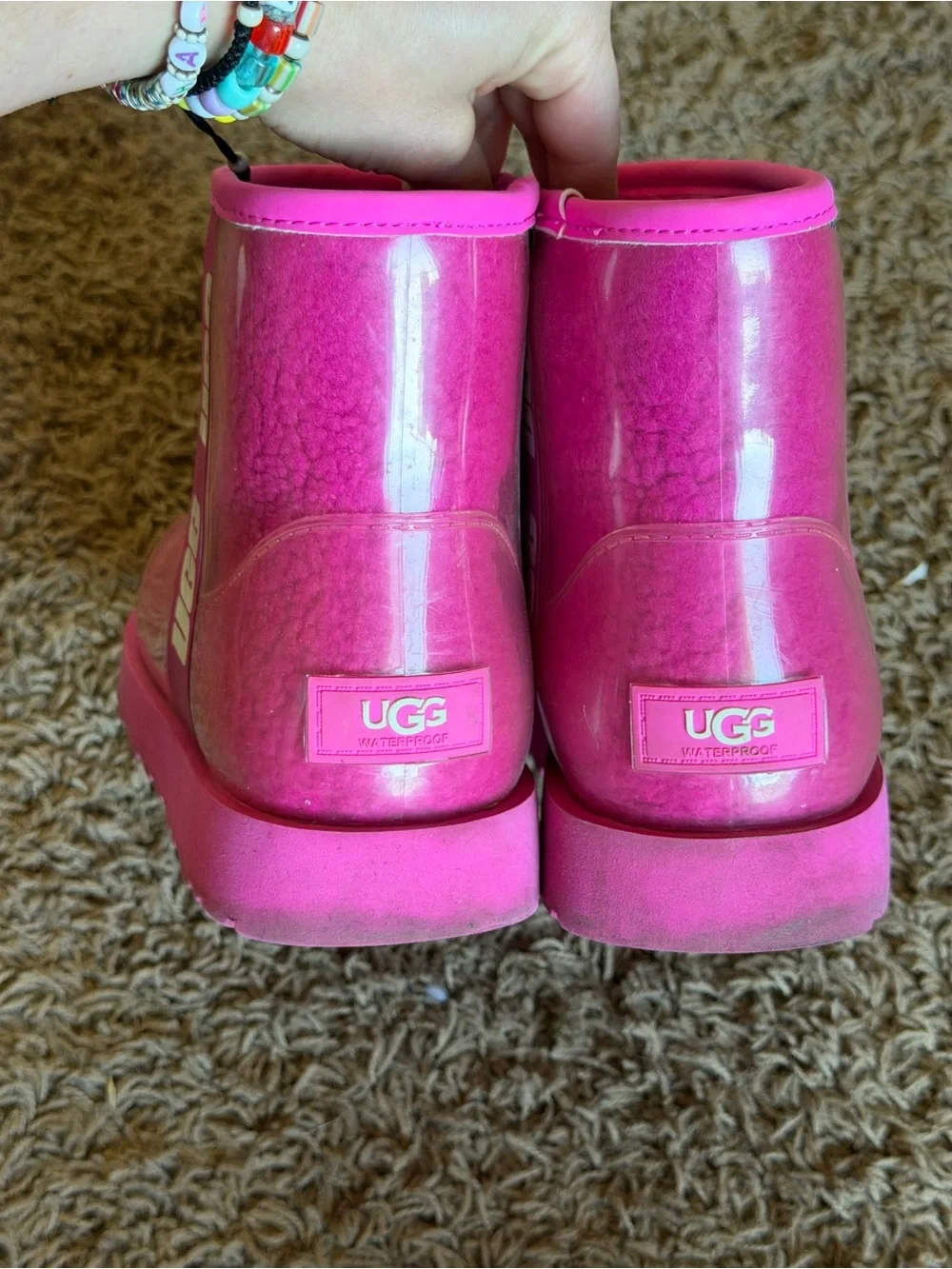 UGG Classic Clear Mini Pink Waterproof Boots Size 7